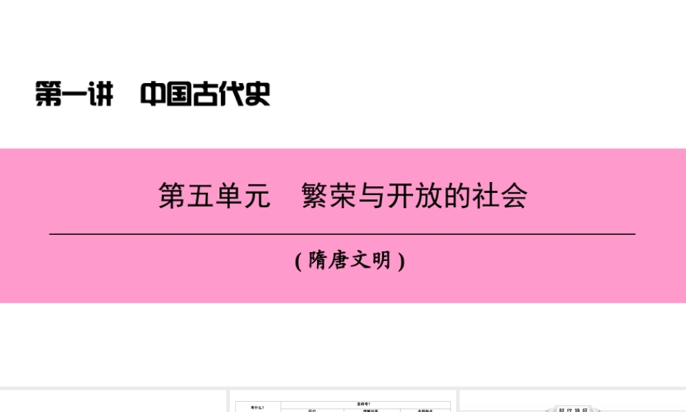 （新课标深圳专用版）中考历史总复习 第一讲 中国古代史 第五单元 繁荣与开放的社会课件-人教版初中九年级全册历史课件