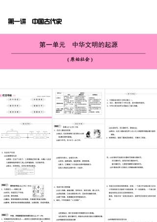 （新课标深圳专用版）中考历史总复习 第一讲 中国古代史 第一单元 中华文明的起源课件-人教版初中九年级全册历史课件