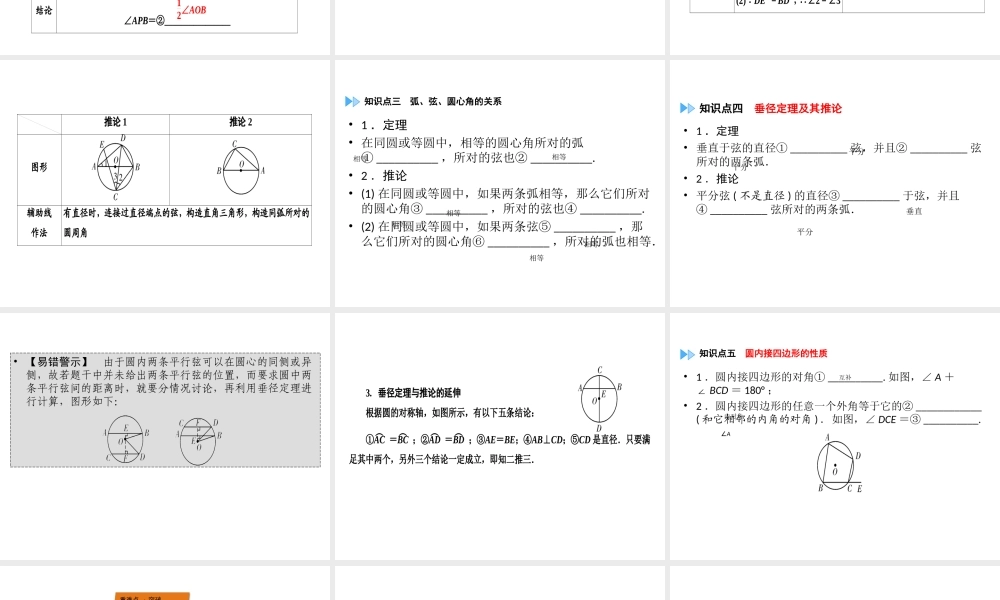 （广西专用）中考数学一轮新优化复习 第一部分 教材同步复习 第六章 圆 第24讲 圆的相关概念及性质课件-人教级全册数学课件