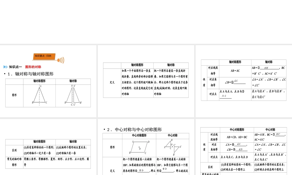 （广西专用）中考数学一轮新优化复习 第一部分 教材同步复习 第七章 图形与变换 第29讲 图形的对称、平移、旋转与位似课件-人教版初中九年级全册数学课件