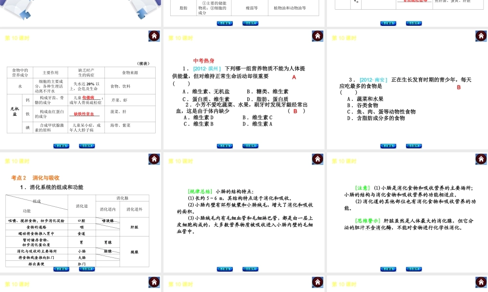 （新课标）（包头专版）2014中考生物复习方案 第三单元 生物圈中的人（考点聚焦+综合探究）课件 新人教版