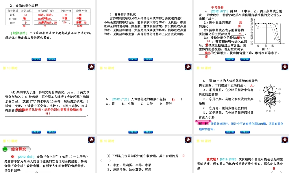 （新课标）（包头专版）2014中考生物复习方案 第三单元 生物圈中的人（考点聚焦+综合探究）课件 新人教版