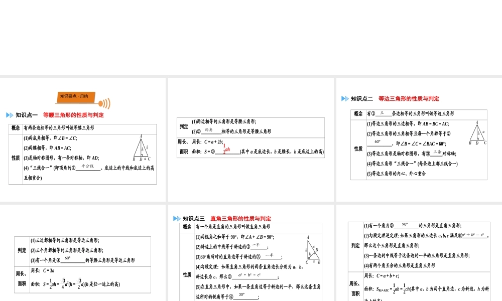 （广西专用）中考数学一轮新优化复习 第一部分 教材同步复习 第四章 三角形 第18讲 等腰三角形与直角三角形课件-人教级全册数学课件