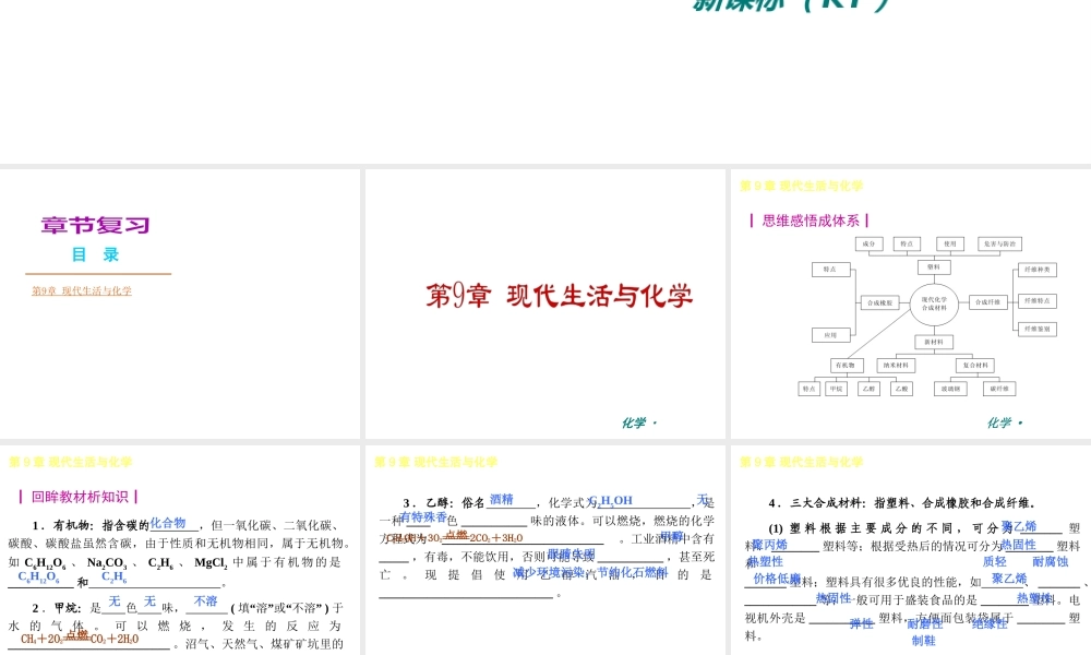 （新课标）2012-2013学年九年级化学下册 第9章 现代生活与化学同步课件 粤教版