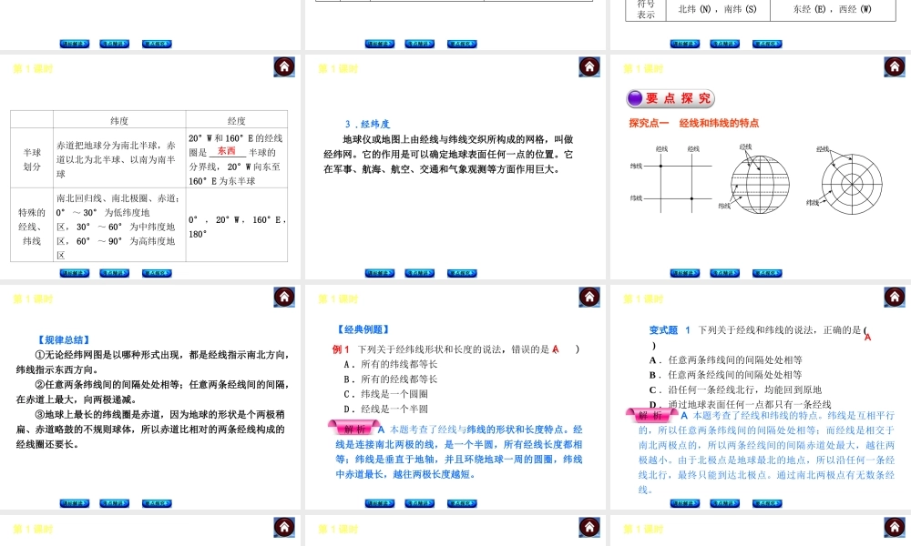 （新课标）2014中考地理复习方案 第1课时 地球和地球仪（课标解读+考点精讲+要点探究）课件 新人教版