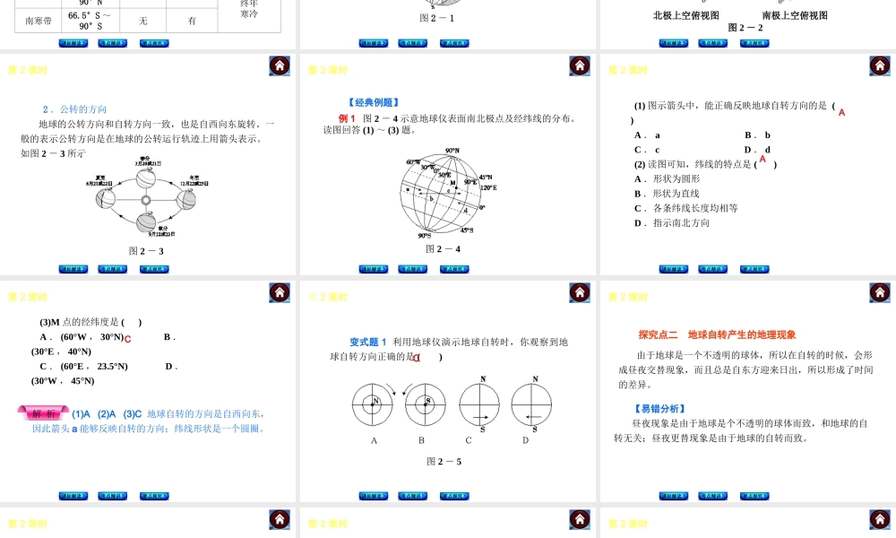 （新课标）2014中考地理复习方案 第2课时 地球的运动（课标解读+考点精讲+要点探究）课件 新人教版