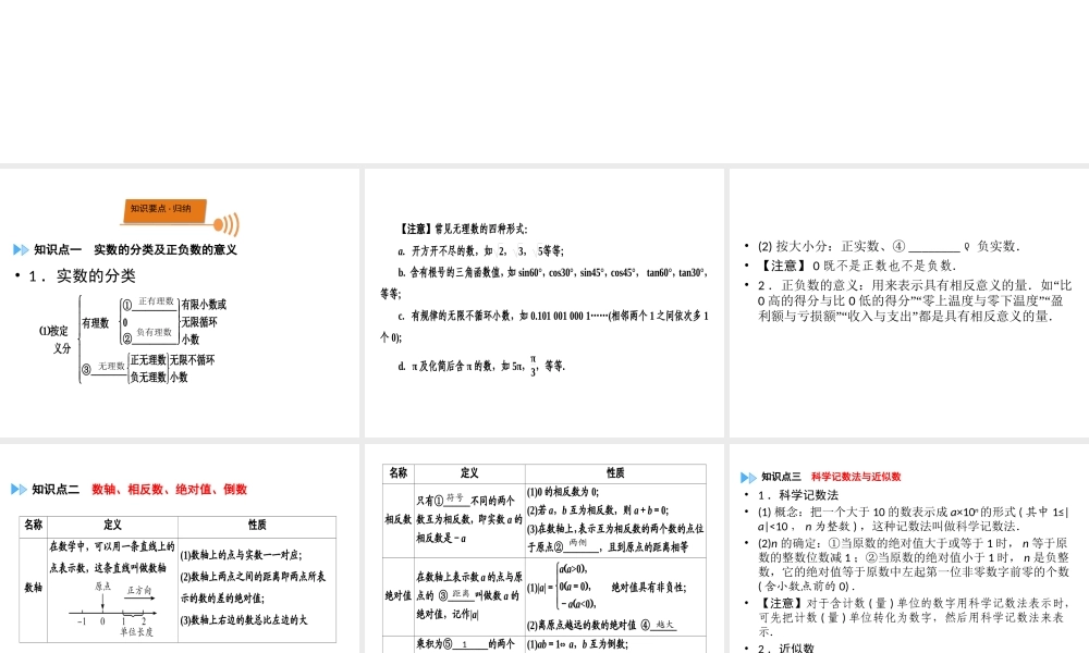 （广西专用）中考数学一轮新优化复习 第一部分 教材同步复习 第一章 数与式 第1讲 实数及其相关概念课件-人教版初中九年级全册数学课件