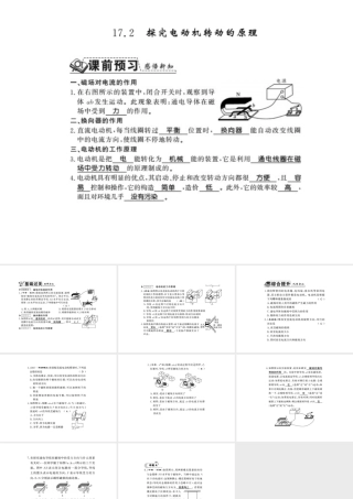 （桂林专版）秋九年级物理下册 17.2 探究电动机的转动原理习题课件 （新版）粤教沪版-（新版）粤教沪版初中九年级下册物理课件