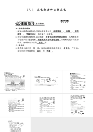 （桂林专版）秋九年级物理下册 17.3 发电机为什么能发电习题课件 （新版）粤教沪版-（新版）粤教沪版初中九年级下册物理课件