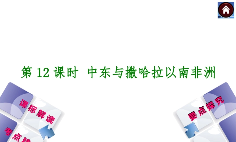 （新课标）2014中考地理复习方案 第12课时 中东与撒哈拉以南非洲（课标解读+考点精讲+要点探究）课件 新人教版