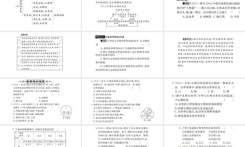 （广西玉林地区）中考生物 知识系统复习 第六单元 生物的多样性及其保护课件-人教版初中九年级全册生物课件