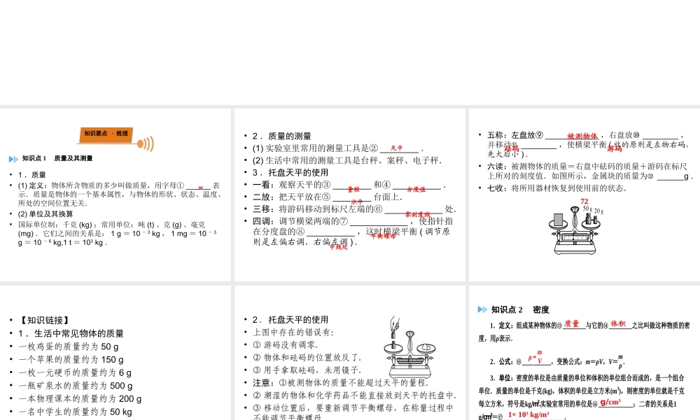 （广西专用）中考物理一轮新优化 第六章 质量与密度课件-人教版初中九年级全册物理课件