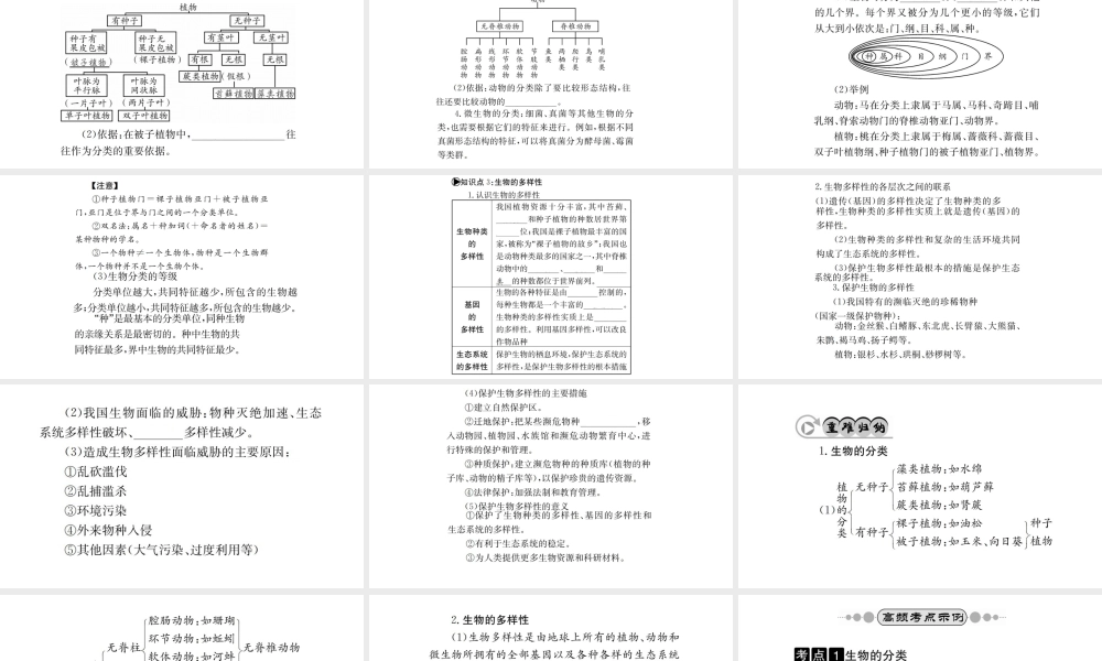 （广西玉林地区）中考生物 知识系统复习 第六单元 生物的多样性及其保护课件-人教级全册生物课件