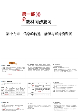 （广西专用）中考物理一轮新优化 第十九章 信息的传递 能源与可持续发展课件-人教版初中九年级全册物理课件