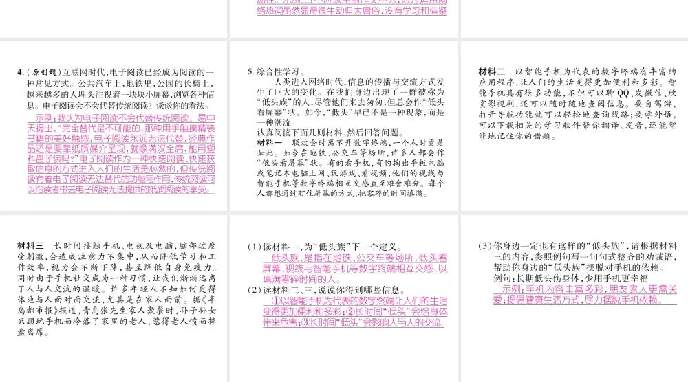 （毕节专版）八年级语文上册 第4单元 综合性学习 我们的互联网时代习题课件 新人教版-新人教版初中八年级上册语文课件