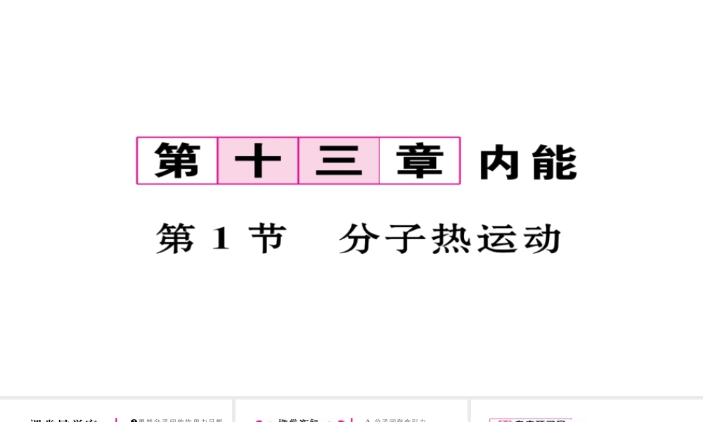（毕节专版）九年级物理全册 第13章 第1节 分子热运动作业课件 （新版）新人教版-（新版）新人教版初中九年级全册物理课件