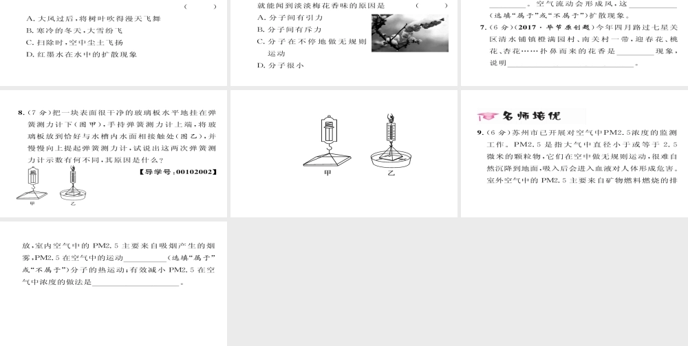 （毕节专版）九年级物理全册 第13章 第1节 分子热运动作业课件 （新版）新人教版-（新版）新人教版初中九年级全册物理课件