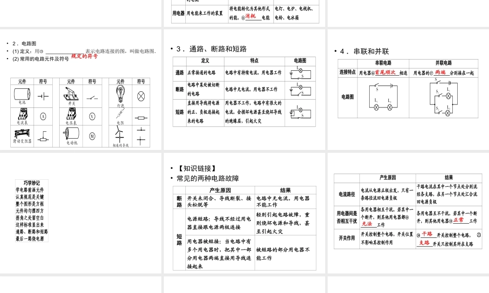 （广西专用）中考物理一轮新优化 第十三章 电流和电路课件-人教版初中九年级全册物理课件