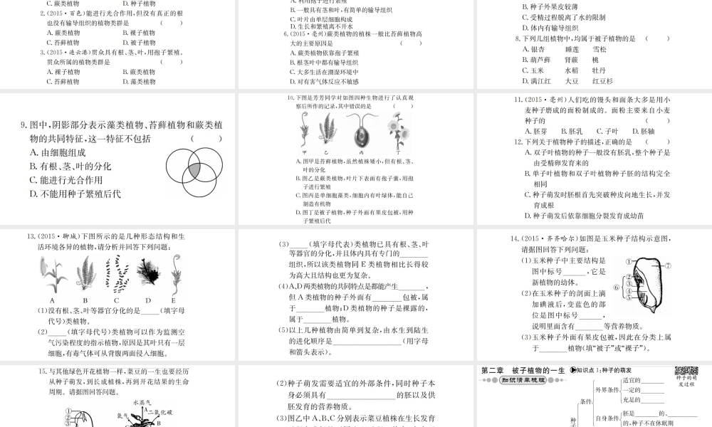 （广西玉林地区）中考生物 知识系统复习 第三单元 第1-2章课件-人教级全册生物课件