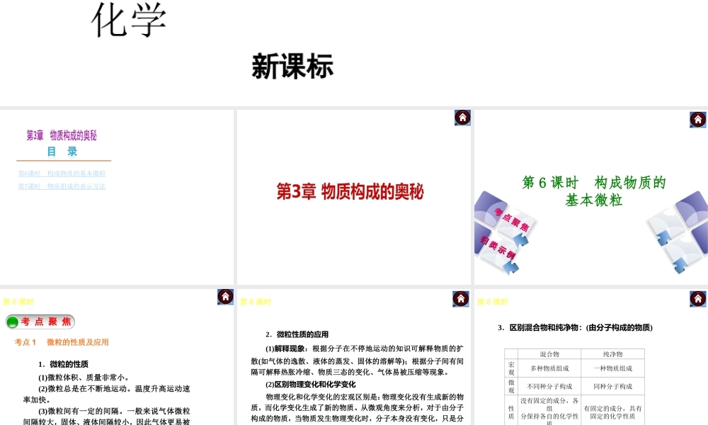 （新课标）2014中考化学复习方案 第3章 物质构成的奥秘（考点聚焦+归类示例，含2013试题）课件 沪教版