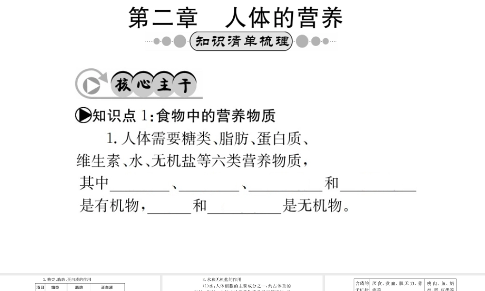 （广西玉林地区）中考生物 知识系统复习 第四单元 第二章 人体的营养课件-人教版初中九年级全册生物课件
