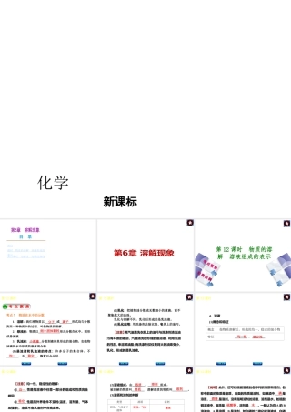 （新课标）2014中考化学复习方案 第6章 溶解现象（考点聚焦+归类示例，含2013试题）课件 沪教版