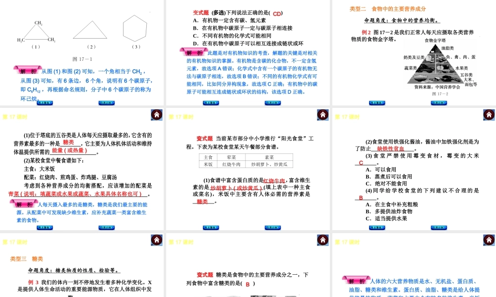（新课标）2014中考化学复习方案 第8章 食品中的有机化合物（考点聚焦+归类示例，含2013试题）课件 沪教版