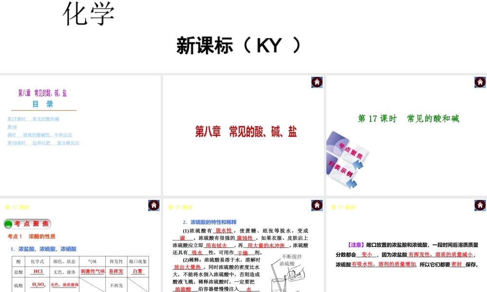 （新课标）2014中考化学复习方案 第八章 常见的酸、碱、盐（考点聚焦+归类示例，含2013试题）课件 粤教版