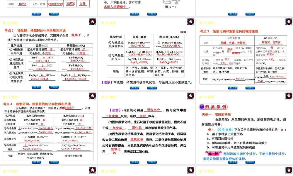 （新课标）2014中考化学复习方案 第八章 常见的酸、碱、盐（考点聚焦+归类示例，含2013试题）课件 粤教版