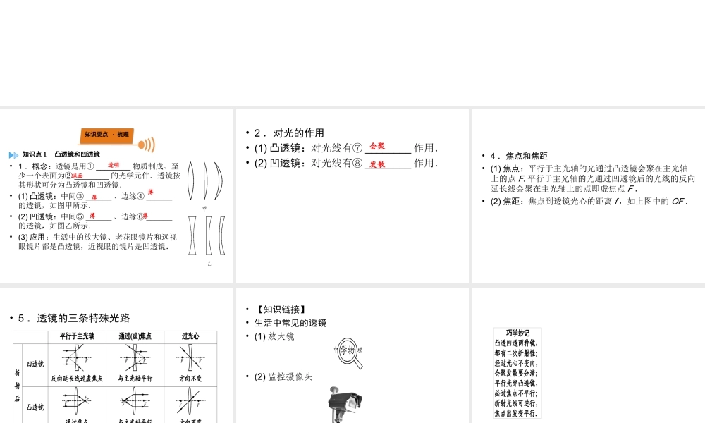 （广西专用）中考物理一轮新优化 第五章 透镜及其应用课件-人教版初中九年级全册物理课件