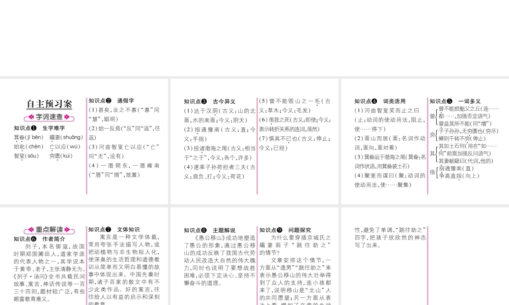（毕节专版）八年级语文上册 第六单元 22 愚公移山习题课件 新人教版-新人教版初中八年级上册语文课件