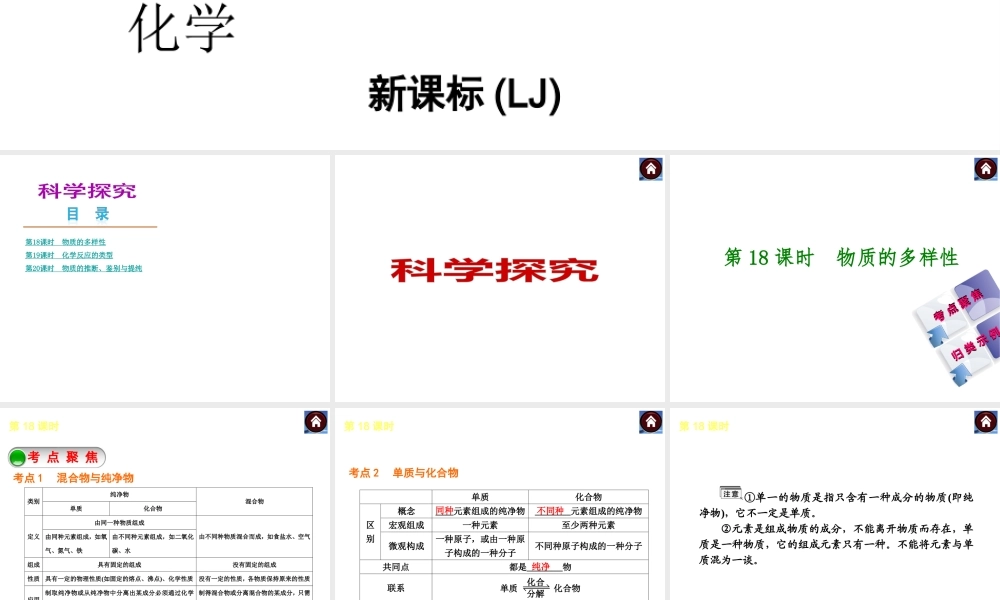 （新课标）2014中考化学复习方案 科学探究（考点聚焦+归类示例，含2013试题）课件 鲁教版