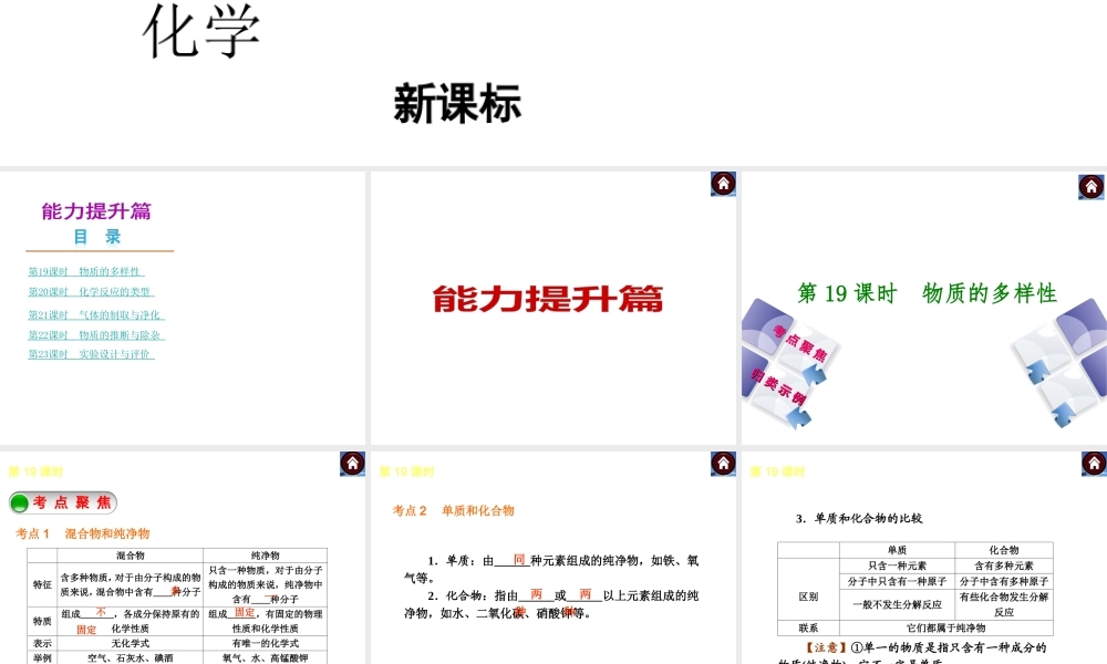 （新课标）2014中考化学复习方案 能力提升篇（考点聚焦+归类示例，含2013试题）课件 沪教版