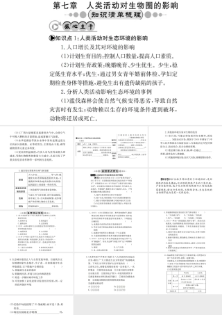 （广西玉林地区）中考生物 知识系统复习 第四单元 第七章 人体活动对生物圈的影响课件-人教级全册生物课件
