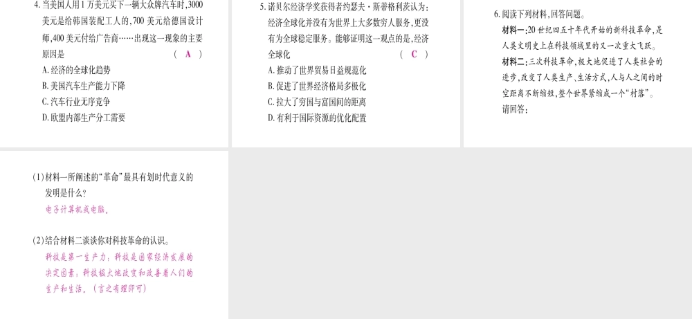 （桂林专用）中考历史总复习 第二篇 知能综合提升 专题五 第三次科技革命与经济全球化课件 岳麓版-岳麓版初中九年级全册历史课件