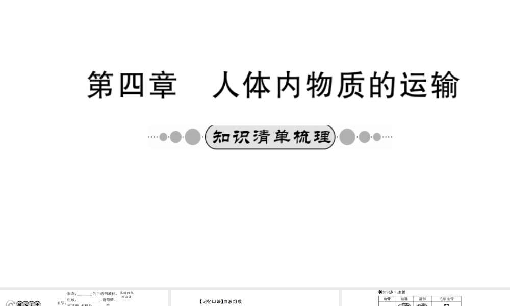 （广西玉林地区）中考生物 知识系统复习 第四单元 第四章 人体内物质的运输课件-人教版初中九年级全册生物课件