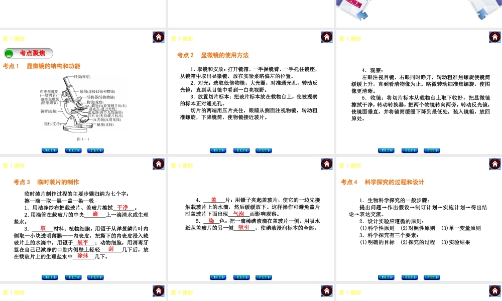 （新课标）2014中考生物复习方案 第1单元 走近生命世界（考点聚焦+重难突破+考题预测）课件 苏科版