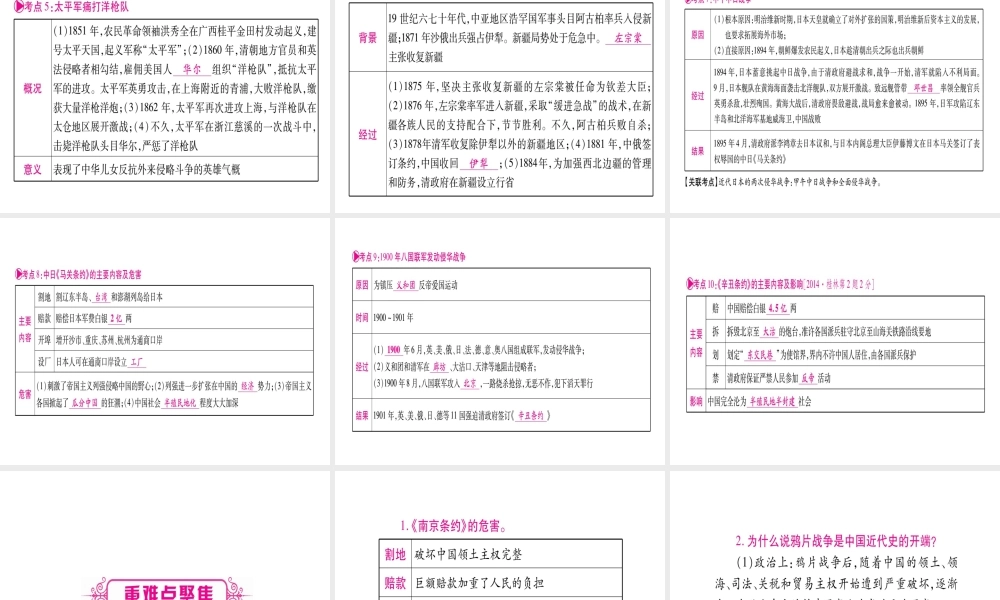 （桂林专用）中考历史总复习 第一篇 考点系统复习 第二板块 中国近代史（八上）第1单元 课件 岳麓版-岳麓版初中九年级全册历史课件