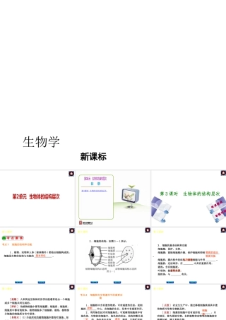 （新课标）2014中考生物复习方案 第2单元 生物体的结构层次（考点聚焦+归类探究+回归教材）课件 苏教版