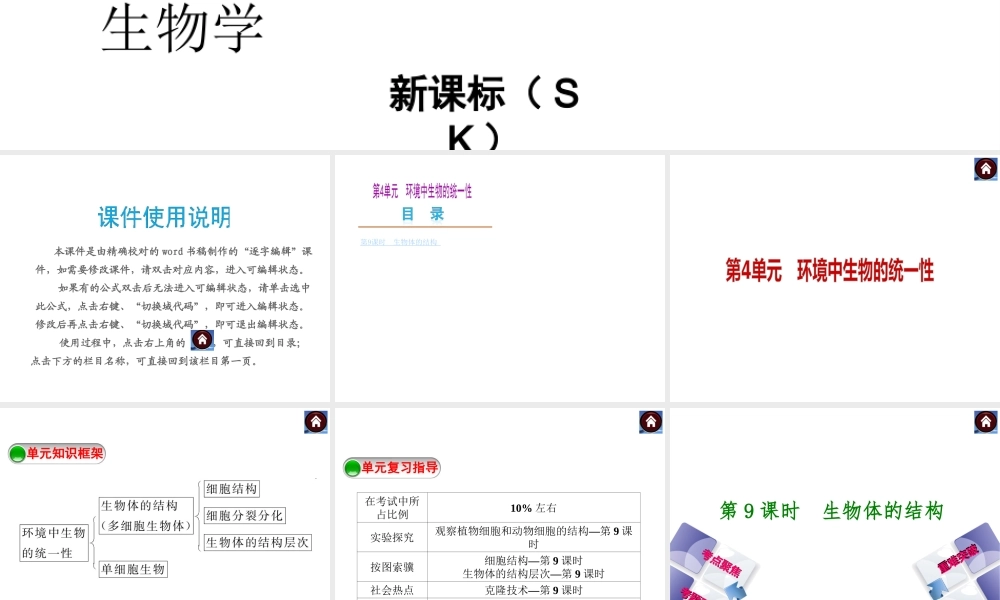 （新课标）2014中考生物复习方案 第4单元 环境中生物的统一性（考点聚焦+重难突破+考题预测）课件 苏科版