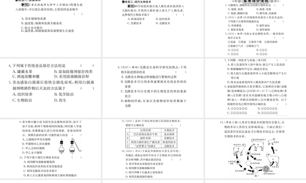 （广西玉林地区）中考生物 专题综合突破 专题八 生物技术课件-人教级全册生物课件