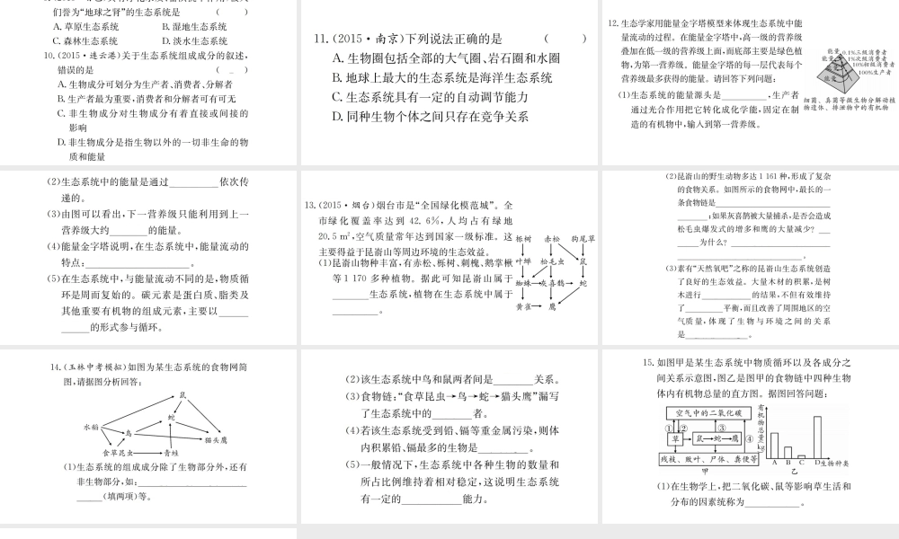 （广西玉林地区）中考生物 专题综合突破 专题二 生物与环境课件-人教级全册生物课件