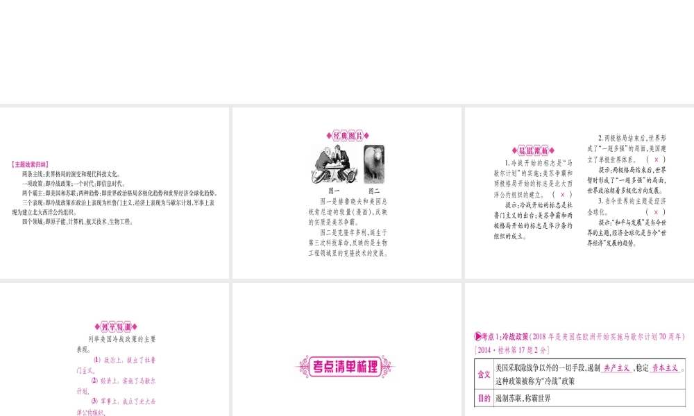 （桂林专用）中考历史总复习 第一篇 考点系统复习 第三板块 世界现代史（九下）第7、8单元 课件 岳麓版-岳麓版初中九年级全册历史课件