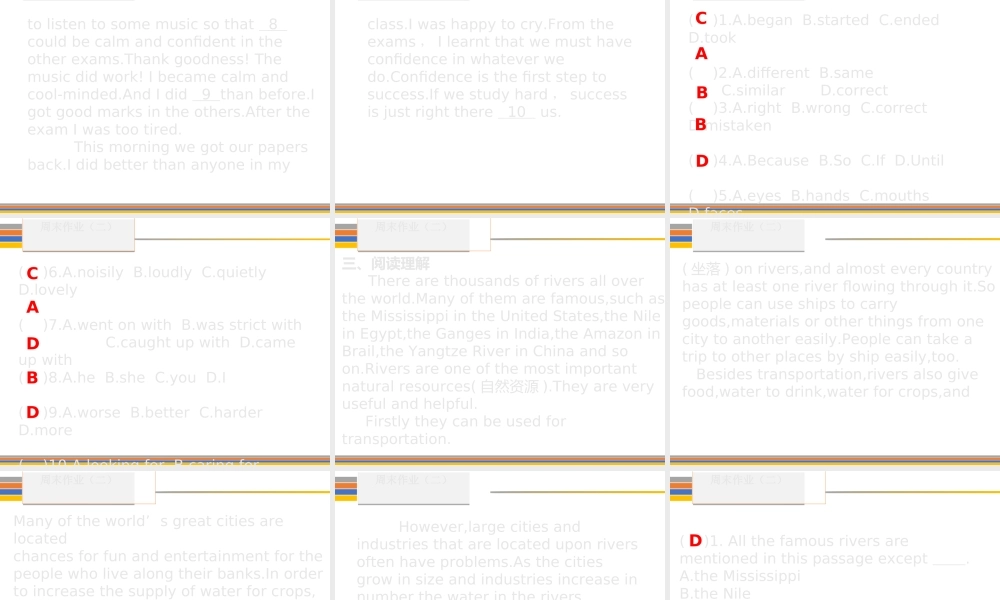 （新课标）广东省中考英语总复习 周末作业（二）课件 人教新目标版-人教新目标版初中九年级全册英语课件