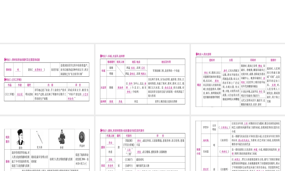 （桂林专用）中考历史总复习 第一篇 考点系统复习 第一板块 中国古代史（七下）第8单元 课件 岳麓版-岳麓版初中九年级全册历史课件