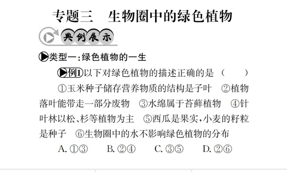 （广西玉林地区）中考生物 专题综合突破 专题三 生物圈中的绿色植物课件-人教级全册生物课件
