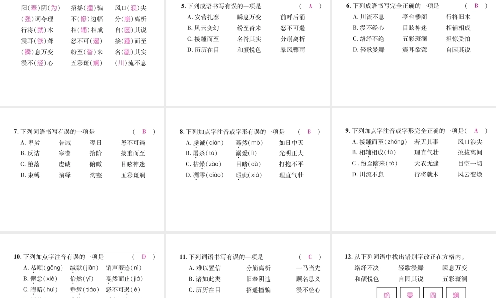 （毕节专版）八年级语文下册 专题1 字音、字形课件 新人教版-新人教版初中八年级下册语文课件