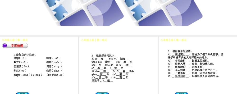 （柳州专版）中考语文 教材梳理 八上 第一单元复习课件-人教版初中九年级全册语文课件