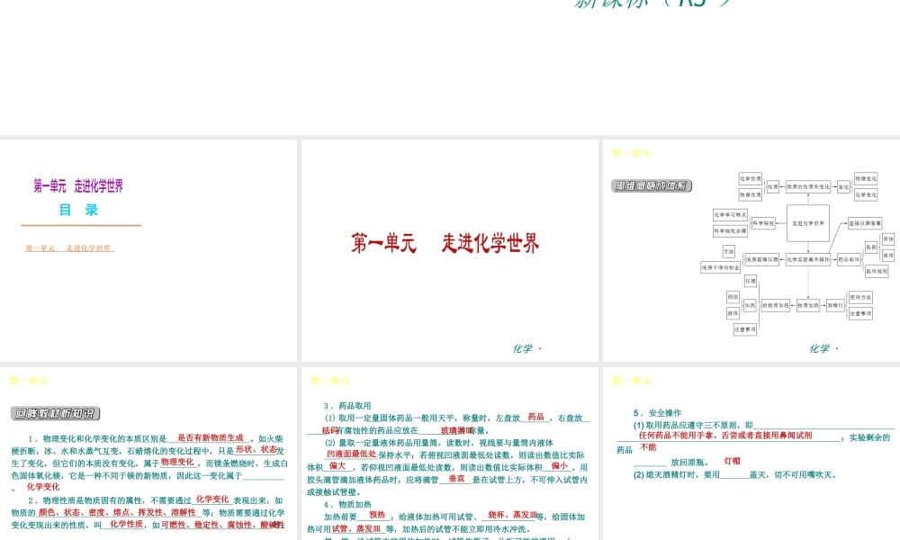 （新课标）九年级化学上册 第一单元 走进化学上册世界同步课件 （新版）新人教版
