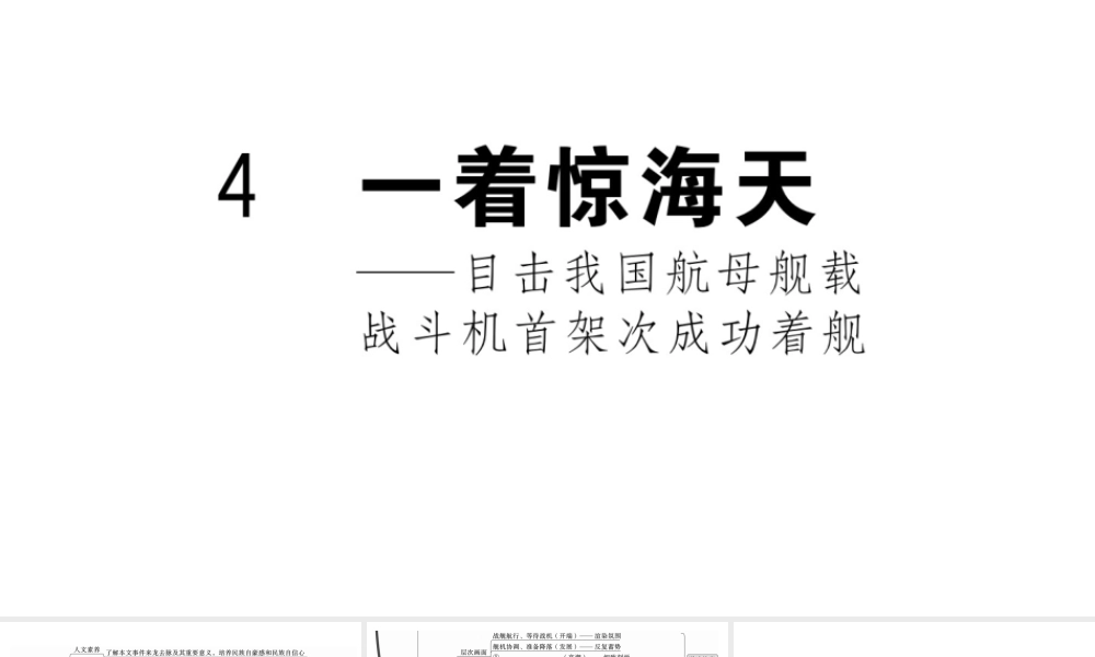 （武汉专版）八年级语文上册 第一单元 4 一着惊海天——目击我国航母舰载战斗机首架次成功着舰课件 新人教版-新人教版初中八年级上册语文课件